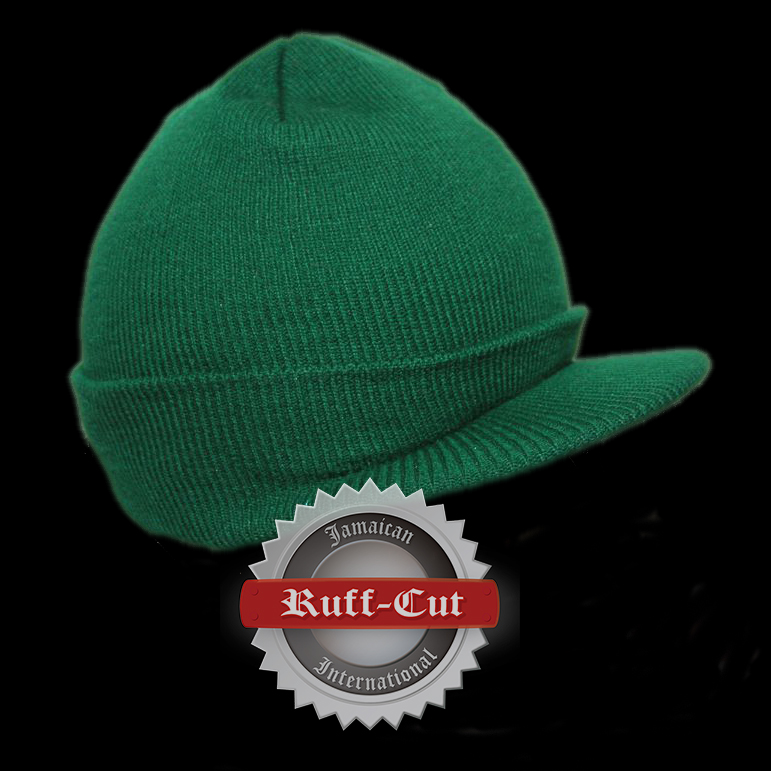 ニット帽 つば付きニット帽 Green Jamaican Ruff Cut International